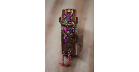 Halsband Gypsy rosa-türkis 4cm M