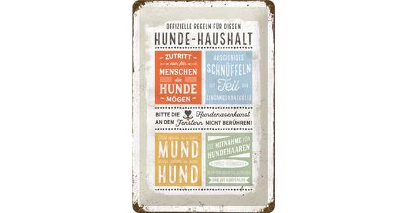 Blechschild Hunde-Haushalt Regeln 20x30cm