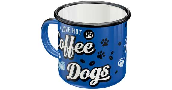 Trinkbecher Emaille - Hot Coffee & Cool Dogs